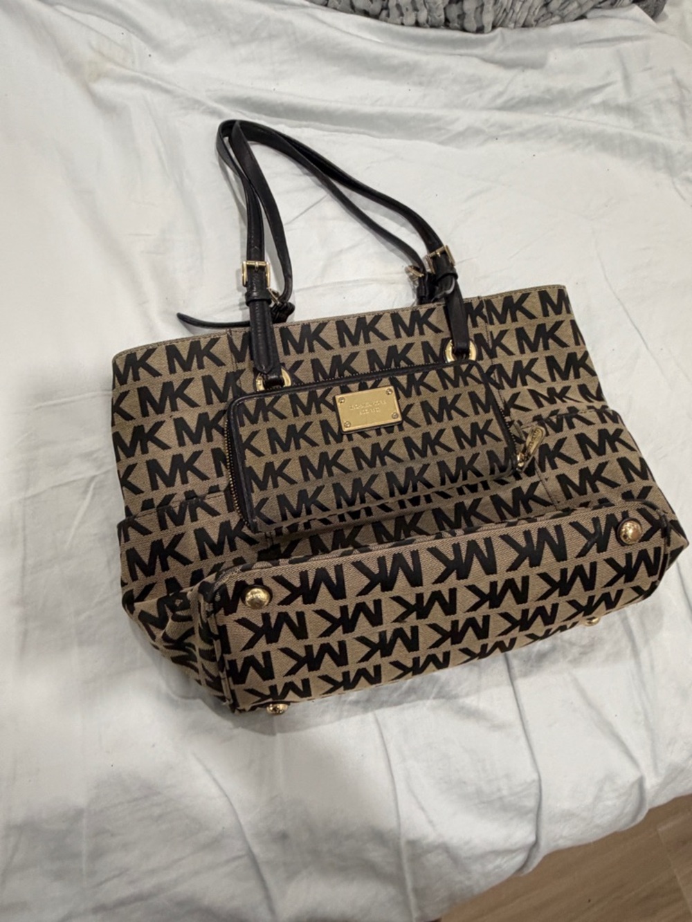 MICHAEL Michael Kors Brown and Black Logo Tote with Gold Hardware - Picture 8 of 8